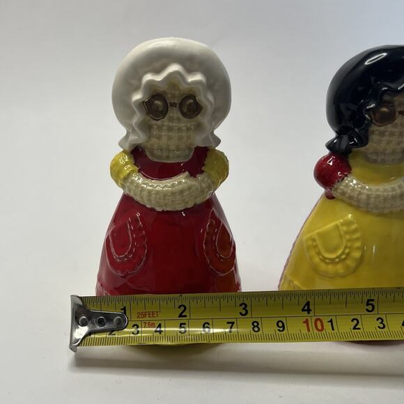 Vintage 1970s P Holt Ceramic Burlap Rag Doll Salt and Pepper Shakers MCM Unique - Picture 12 of 12